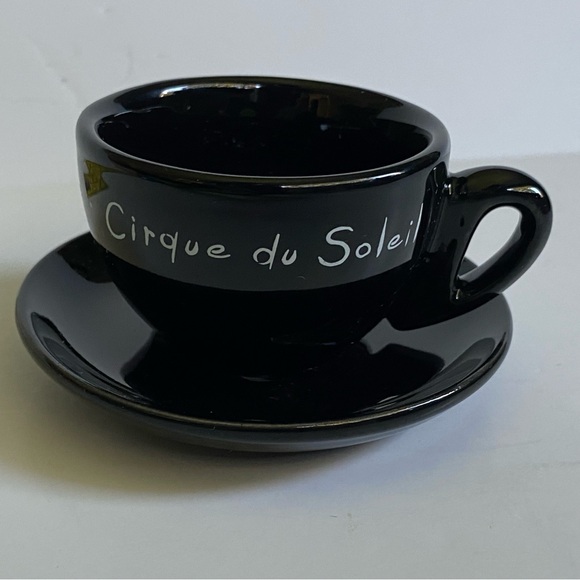 Cirque Du Soleil Expresso Cup and Saucer Black Invoke Provoke Evoke Ceramic - Picture 15 of 16